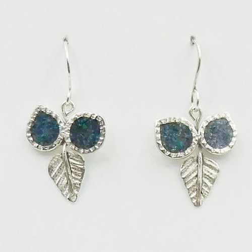 Click to view detail for DKC-1170 Earrings, Opal Inlay Leaves $98